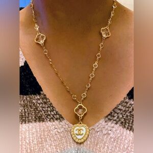 CHANEL Gold Heart Pendant Necklace